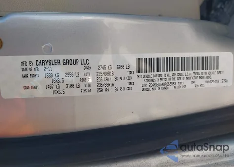 2011 Dodge Grand Caravan Crew из США, поврежденный, VIN 2D4RN5DG4BR662589